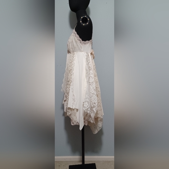 🍒 Boho Vintage Layered Lace Upcycled Slip Wedding Dress - Picture 6 of 14